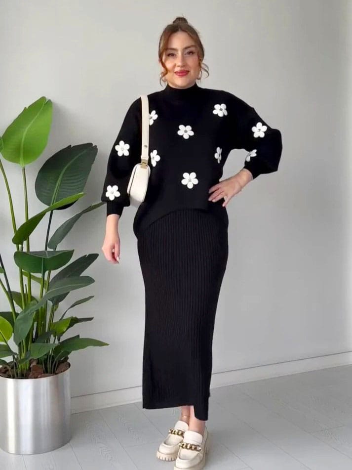 Floral Top & Long Fitted BodyCon Set