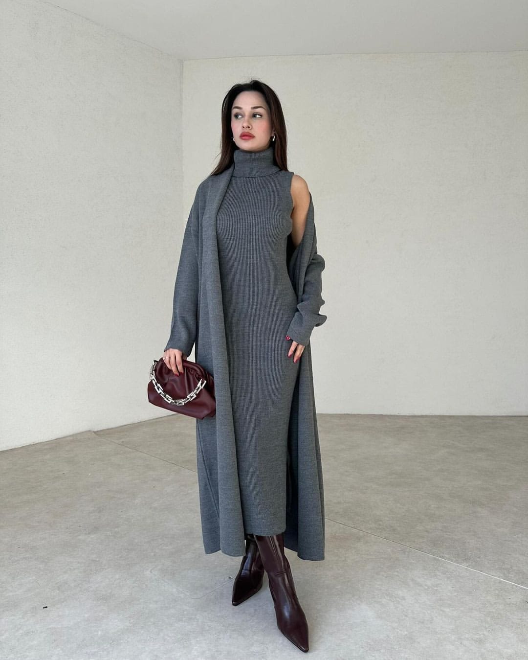 Winter Upper Coat & HighNeck BodyCon