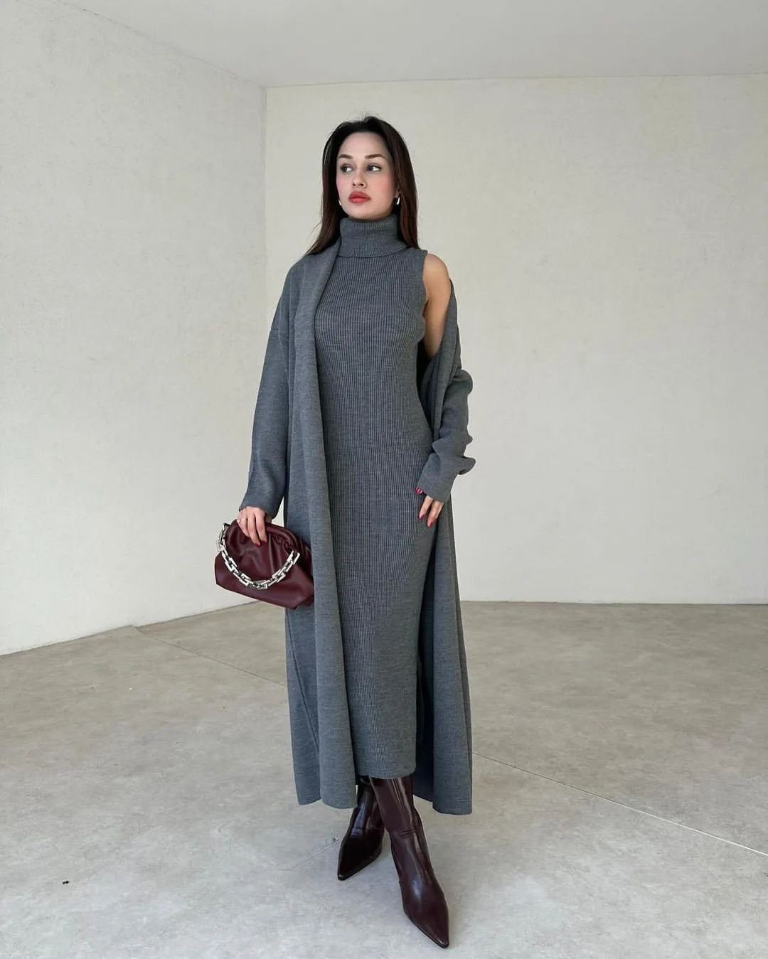 Winter Upper Coat & HighNeck BodyCon