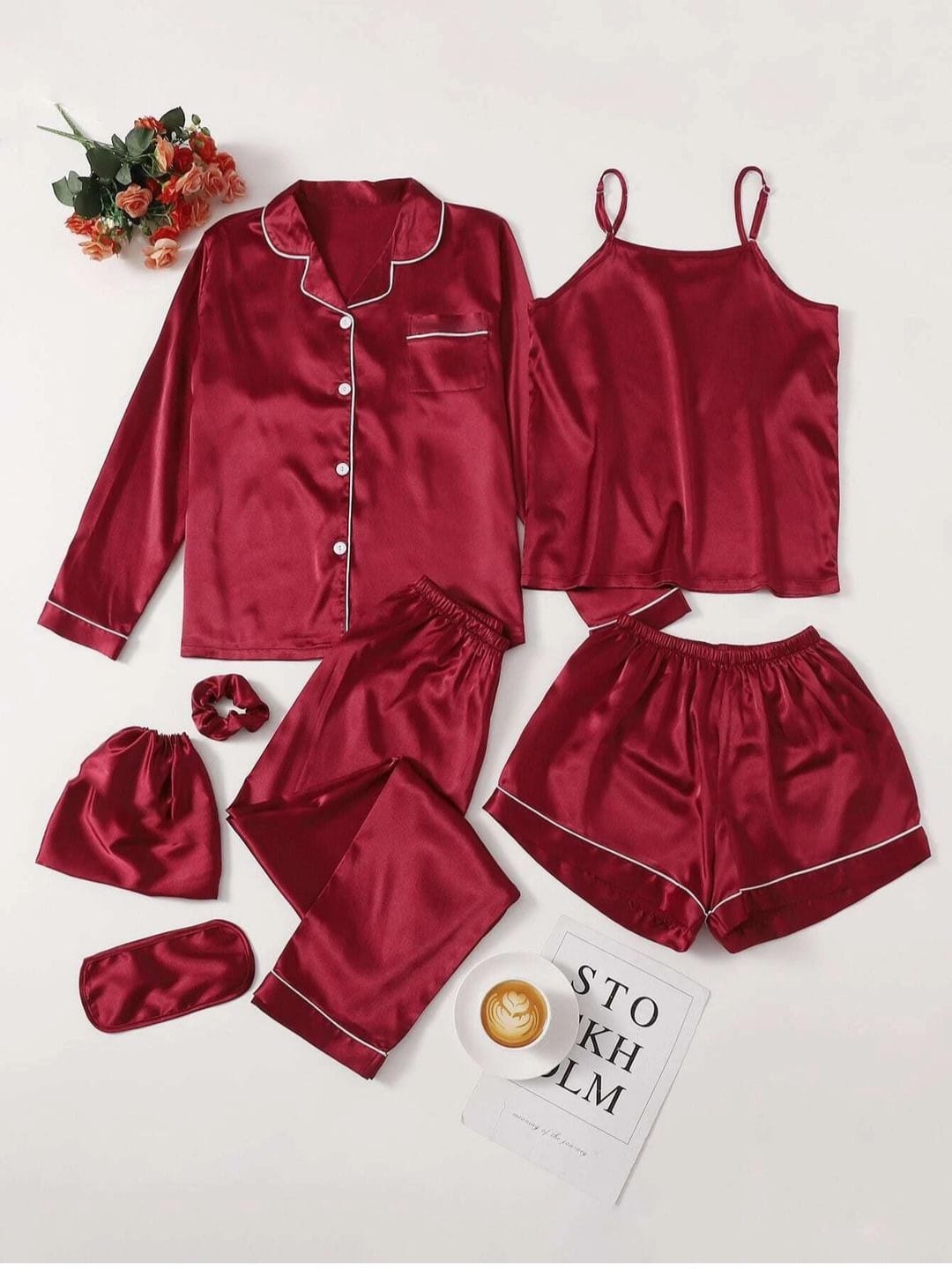 Luxe Silk Nightwear 7-Pieces Pjs Set