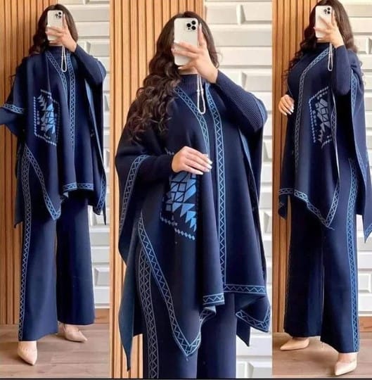 Tracksuit Cape Shawl High Neck & Trouser Set