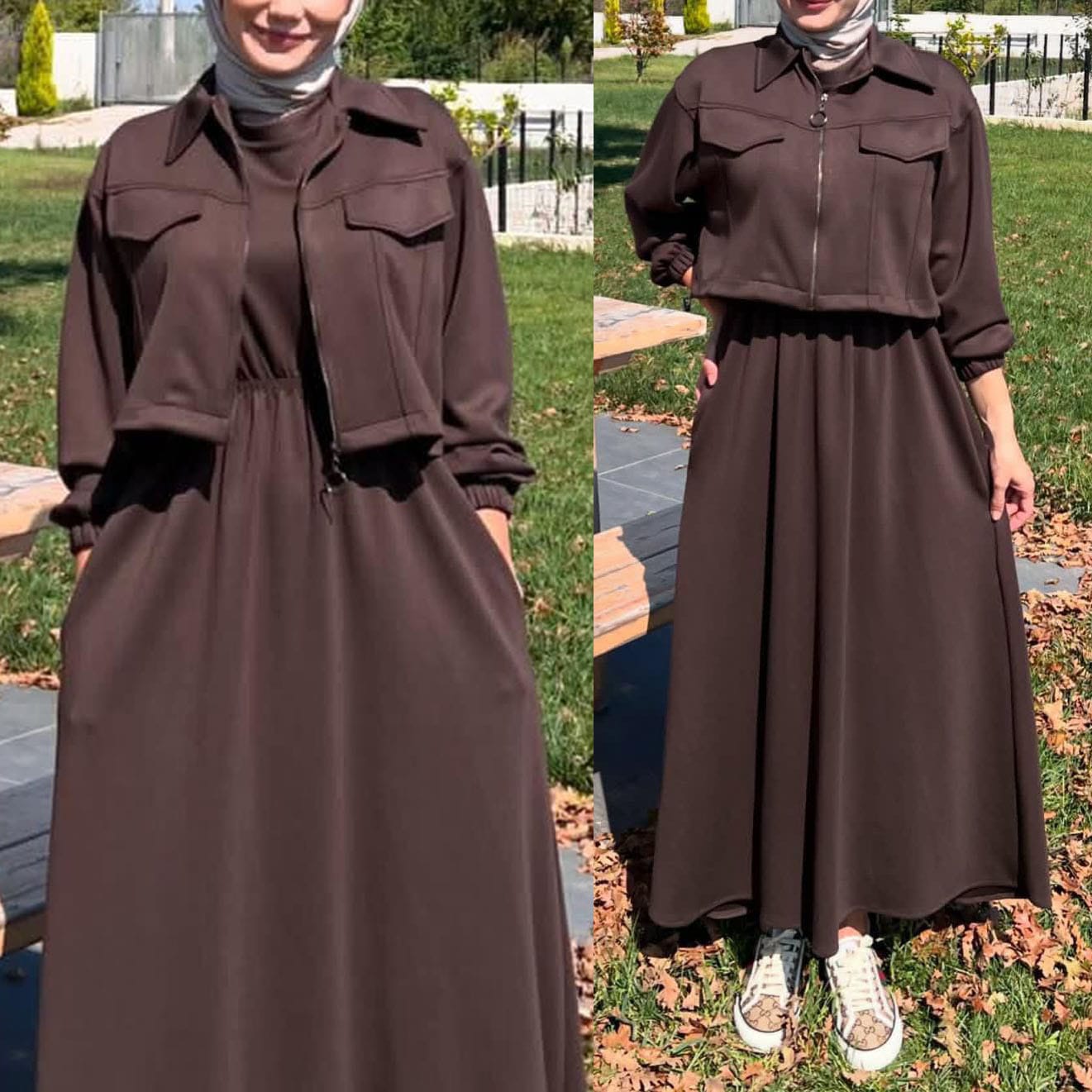 Winter Zipper Jacket with Long Frock