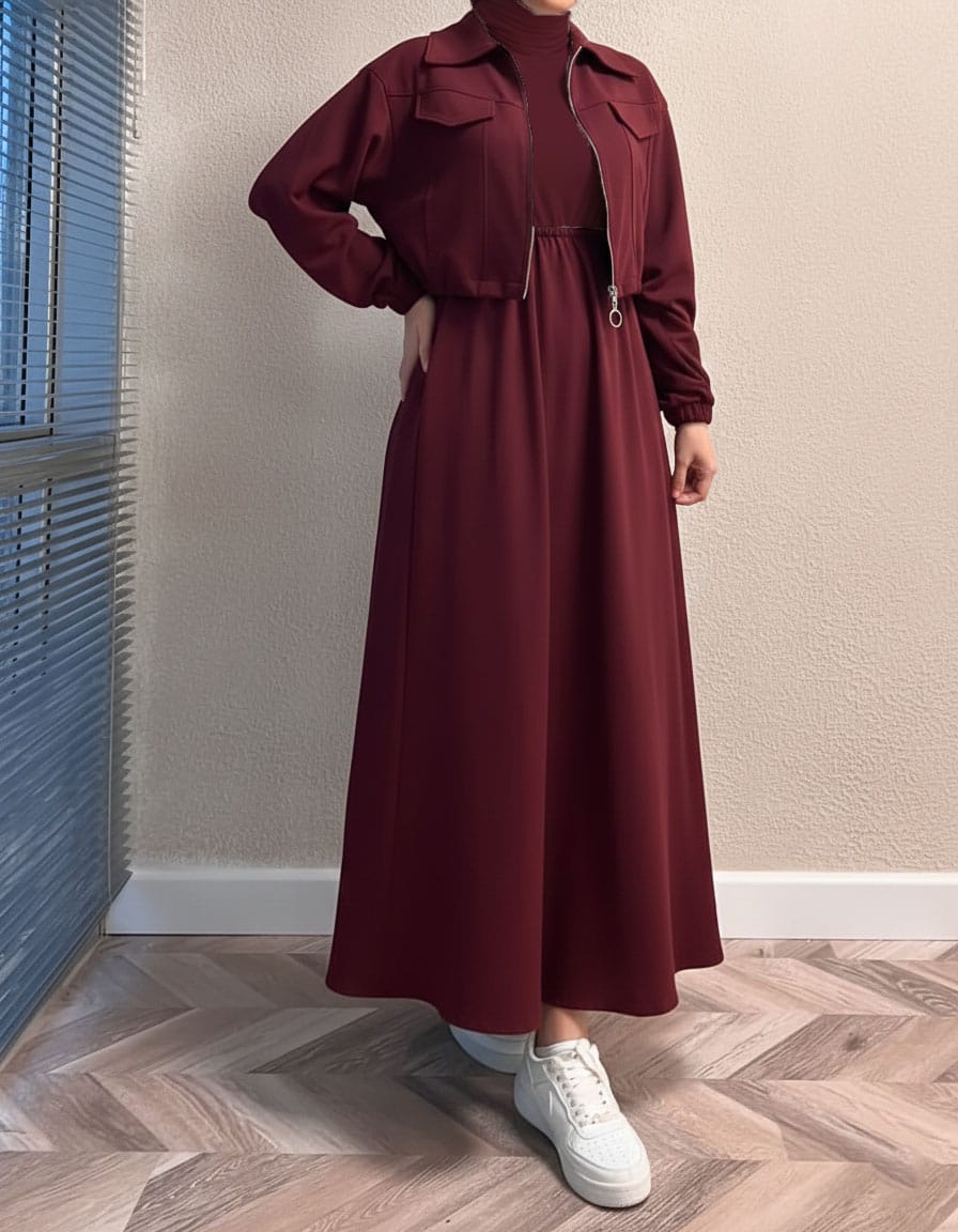 Winter Zipper Jacket with Long Frock