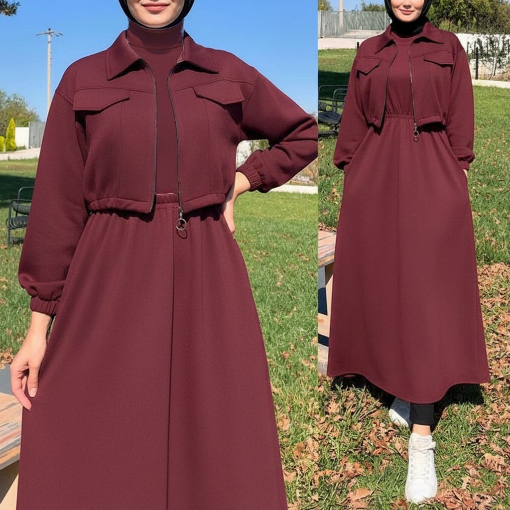 Winter Zipper Jacket with Long Frock