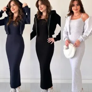 Winter Zipper Hoodie with Fitted Romper 2-Piece