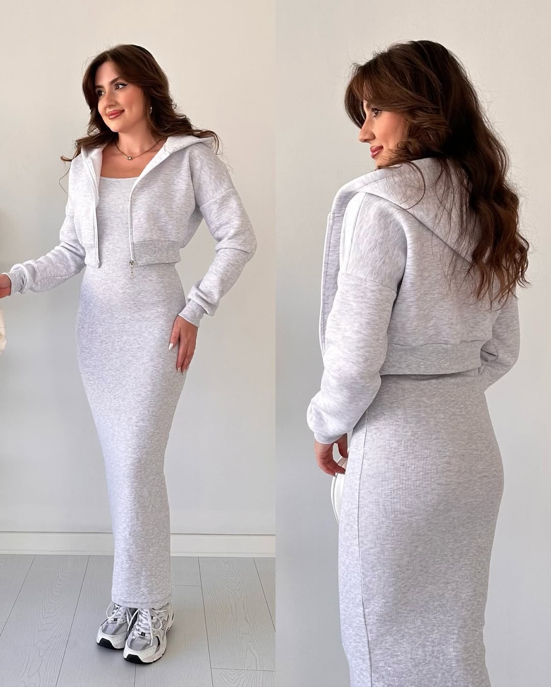 Winter Zipper Hoodie with Fitted Romper 2-Piece