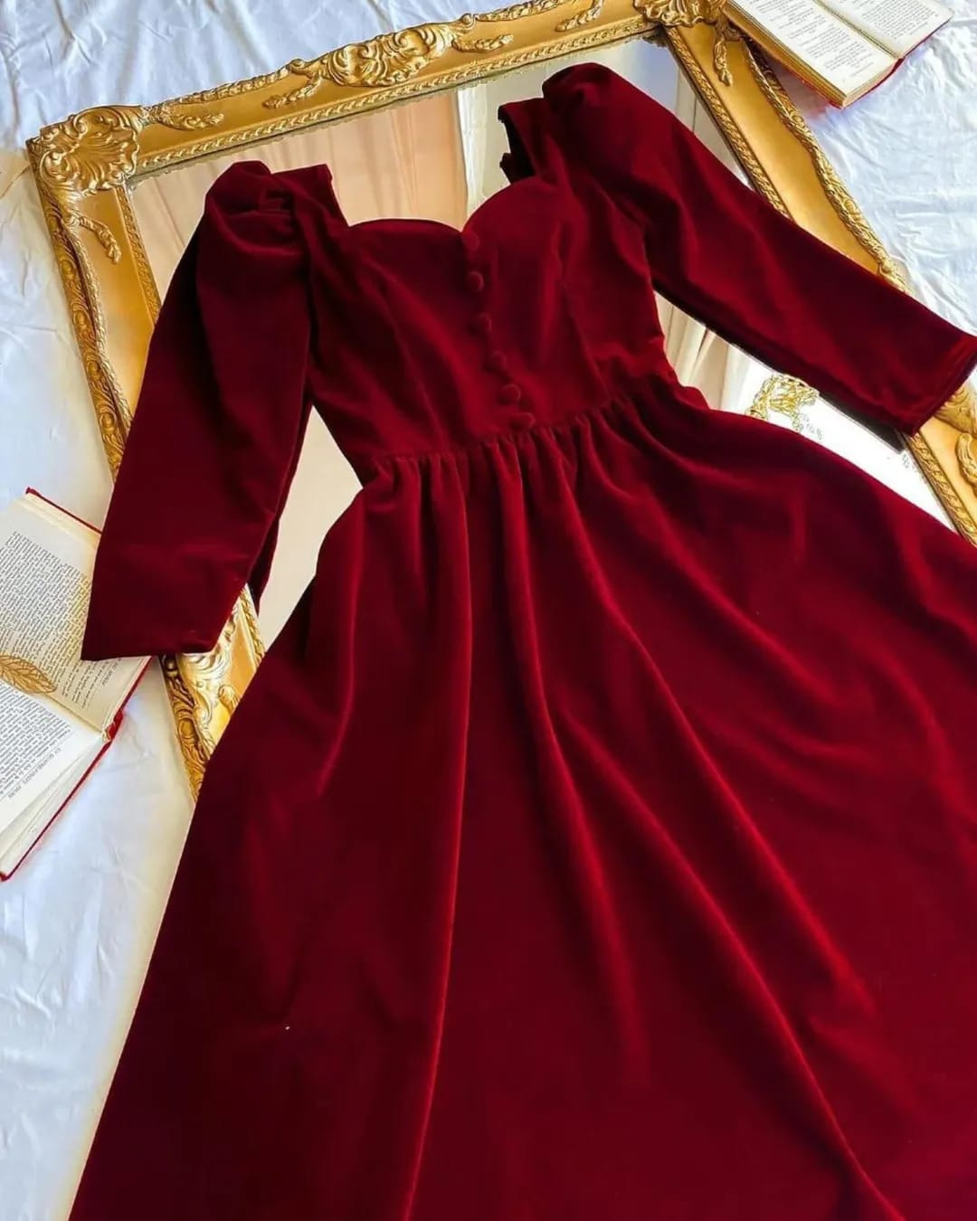 Vintage Style Velvet Long Frock