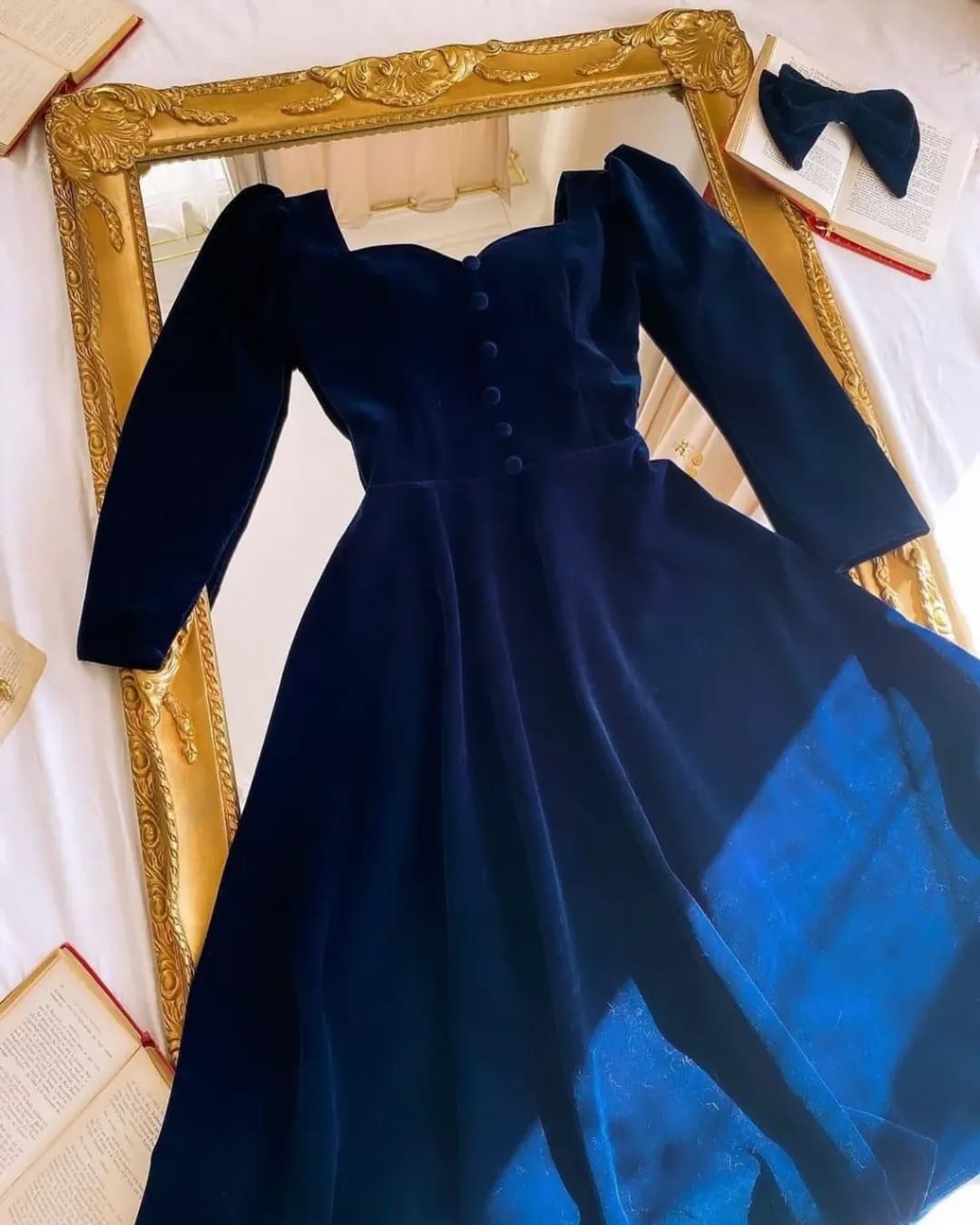 Vintage Style Velvet Long Frock
