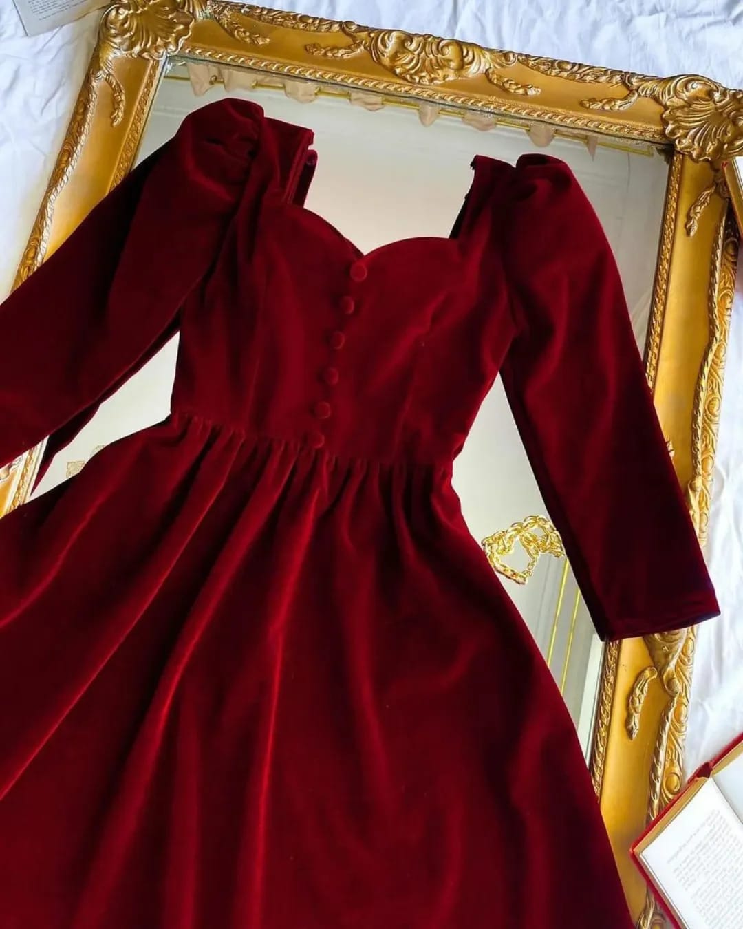 Vintage Style Velvet Long Frock