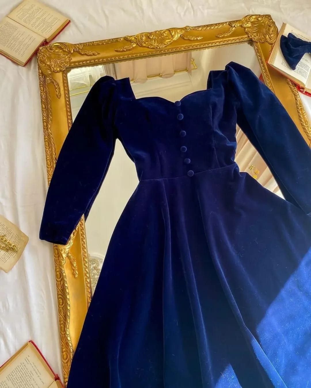 Vintage Style Velvet Long Frock