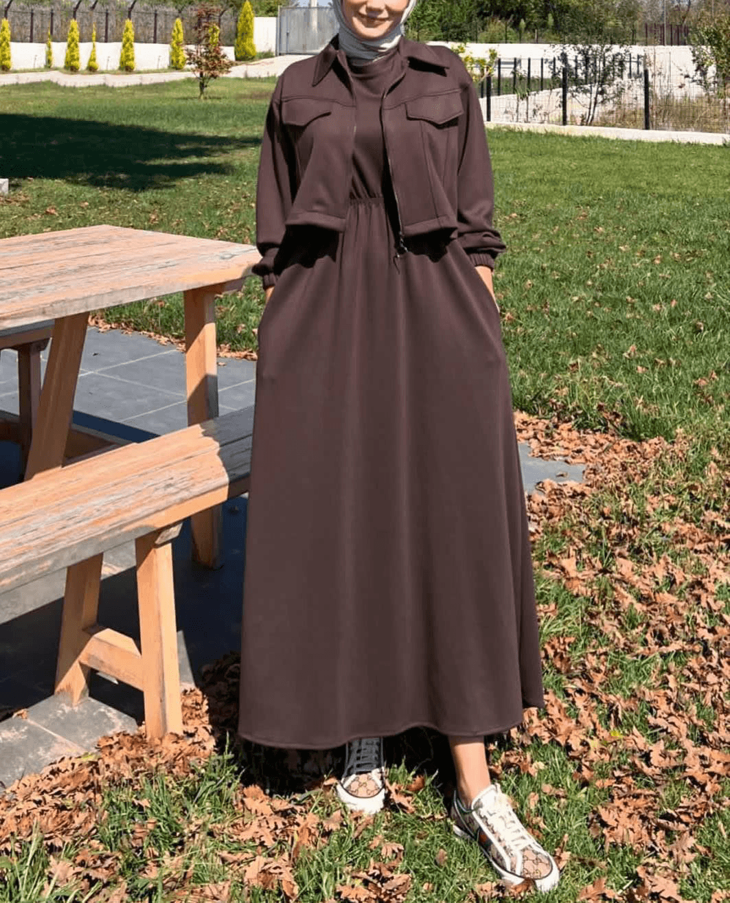 Winter Zipper Jacket with Long Frock