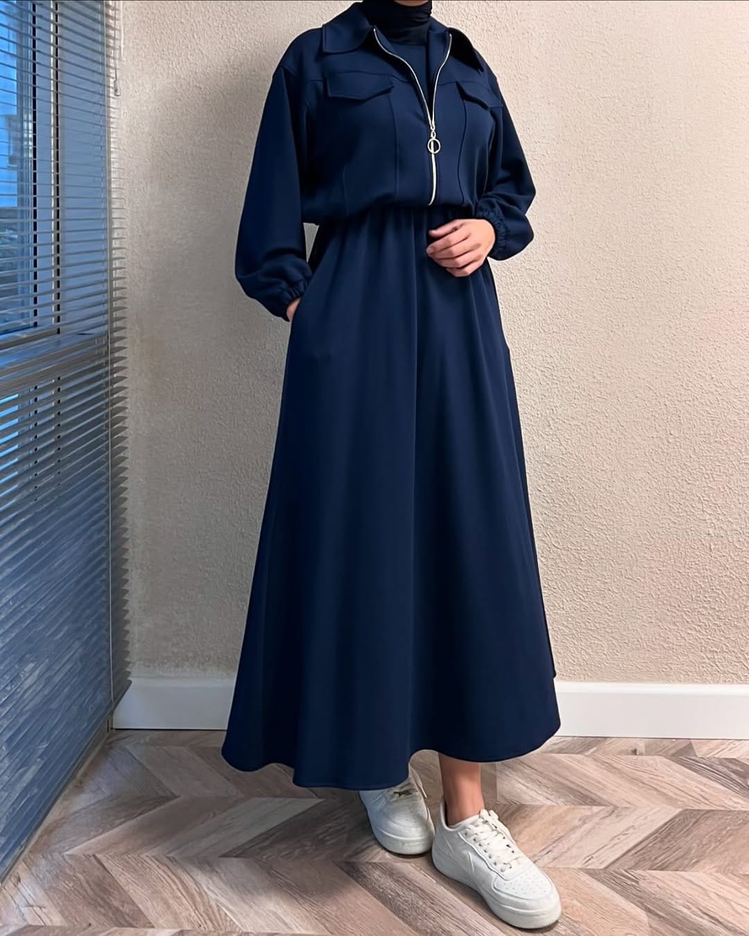 Winter Zipper Jacket with Long Frock