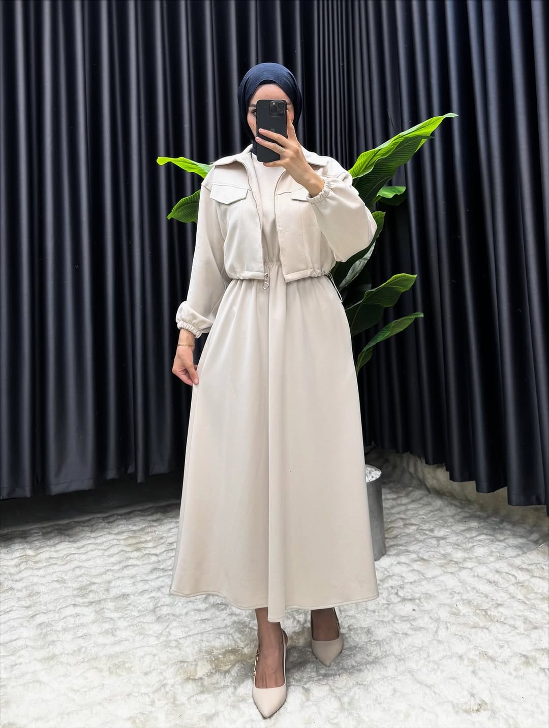 Winter Zipper Jacket with Long Frock