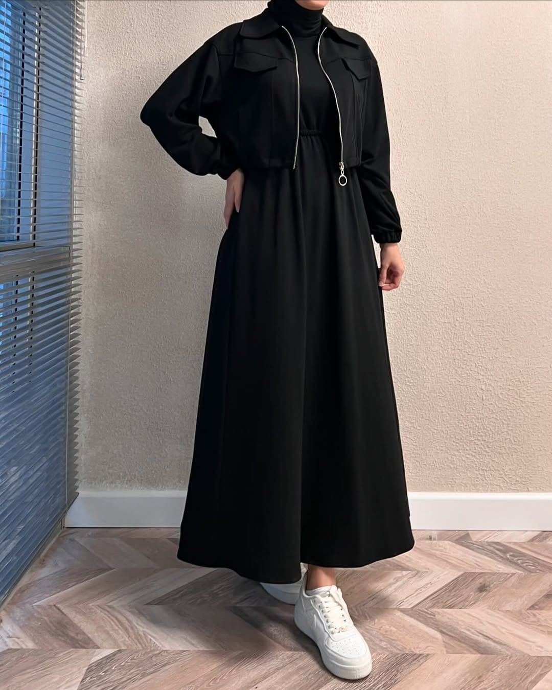 Winter Zipper Jacket with Long Frock