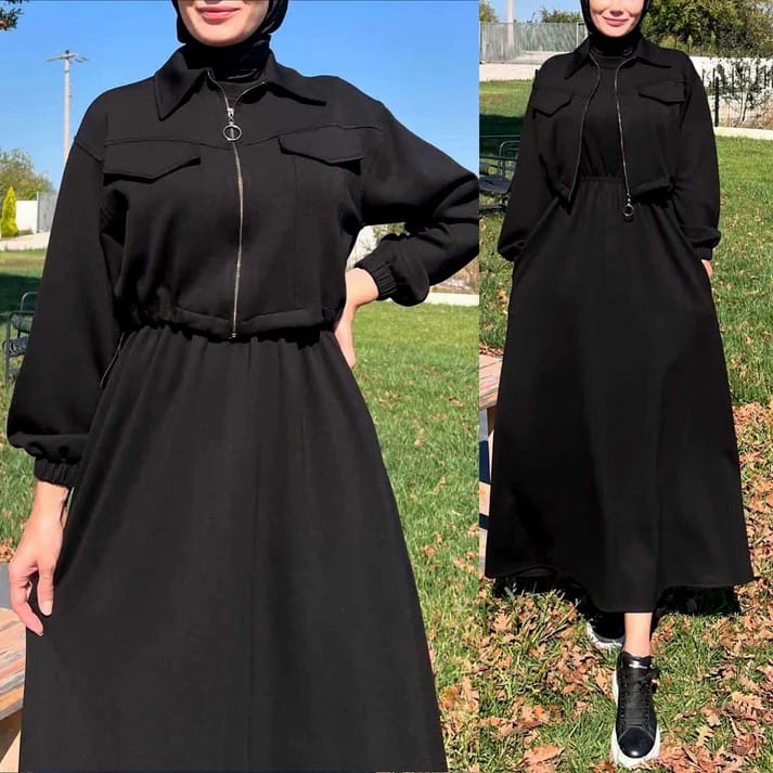 Winter Zipper Jacket with Long Frock