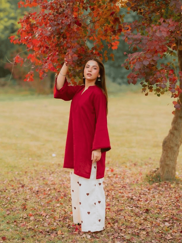 Chic Kurti & Heart Flapper Co-Ord Set