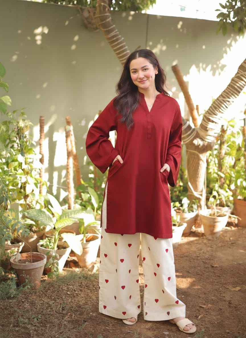 Chic Kurti & Heart Flapper Co-Ord Set