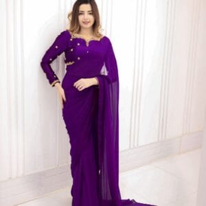 Elegant Embroidered Chiffon Saree