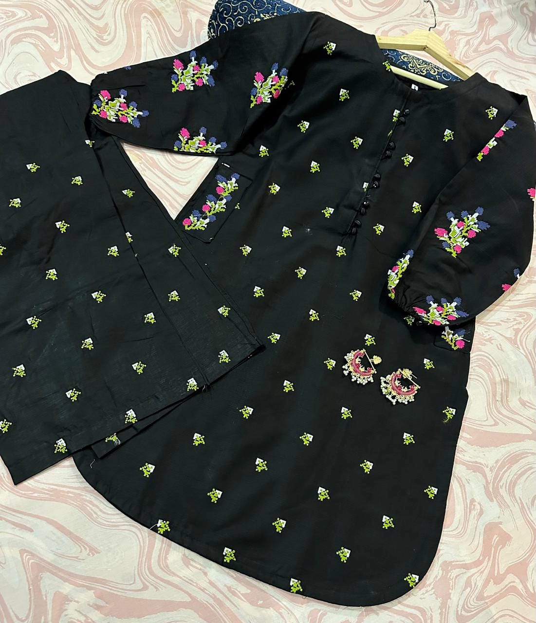 Pocket Embroidered Co Ord Set