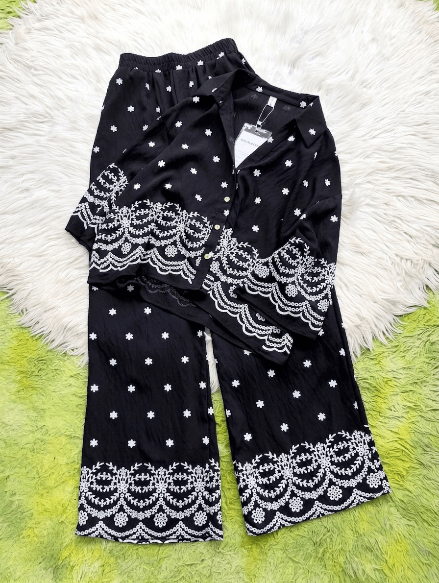 Shirt & Flapper Chikankari Embroidered Co-Ord Set