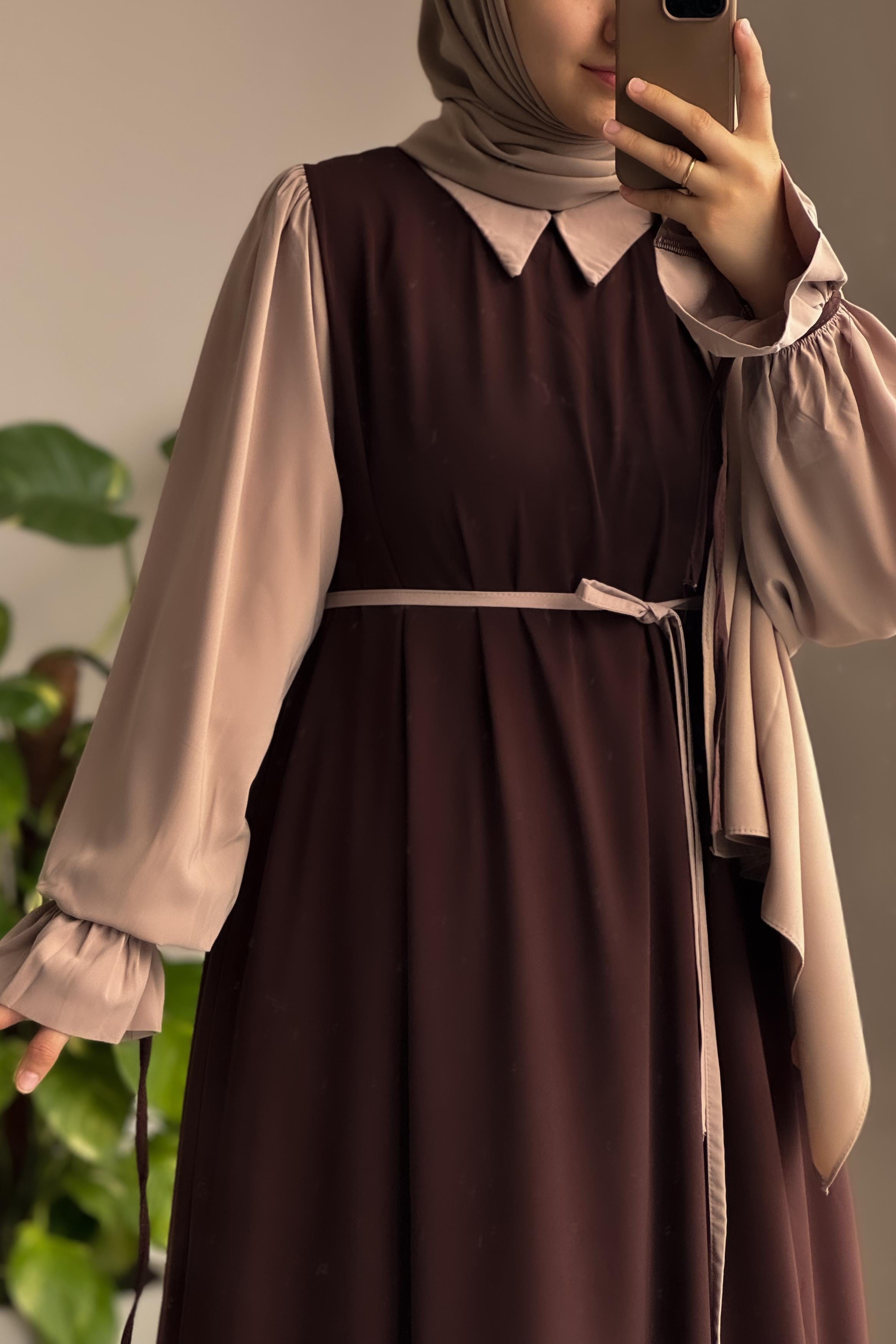 Modest Collar Abaya with Stroller