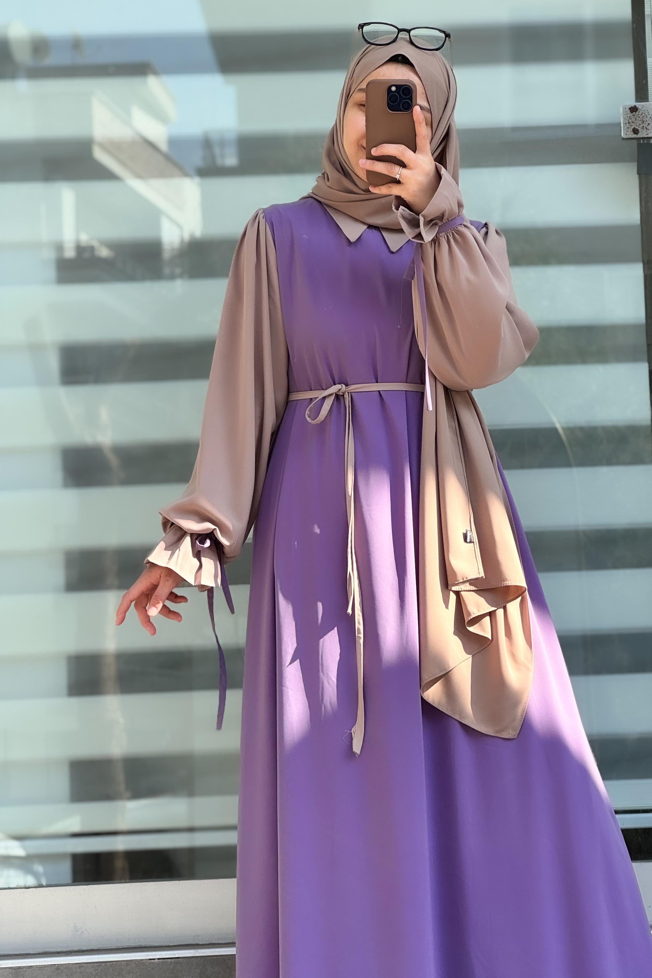 Modest Collar Abaya with Stroller