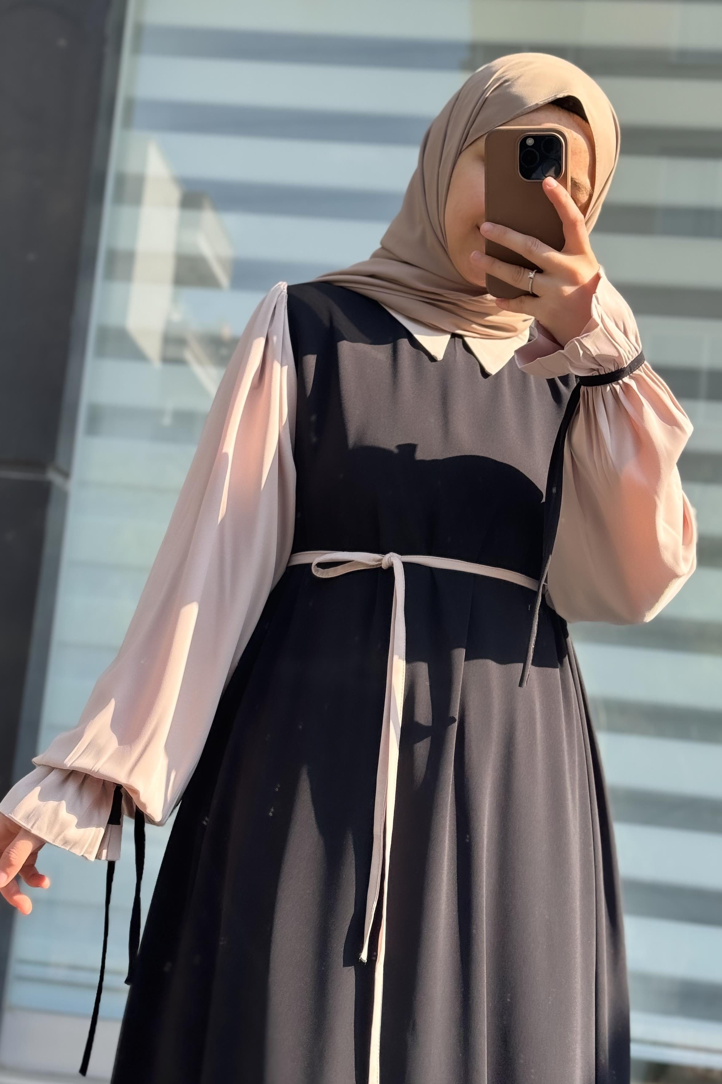 Modest Collar Abaya with Stroller