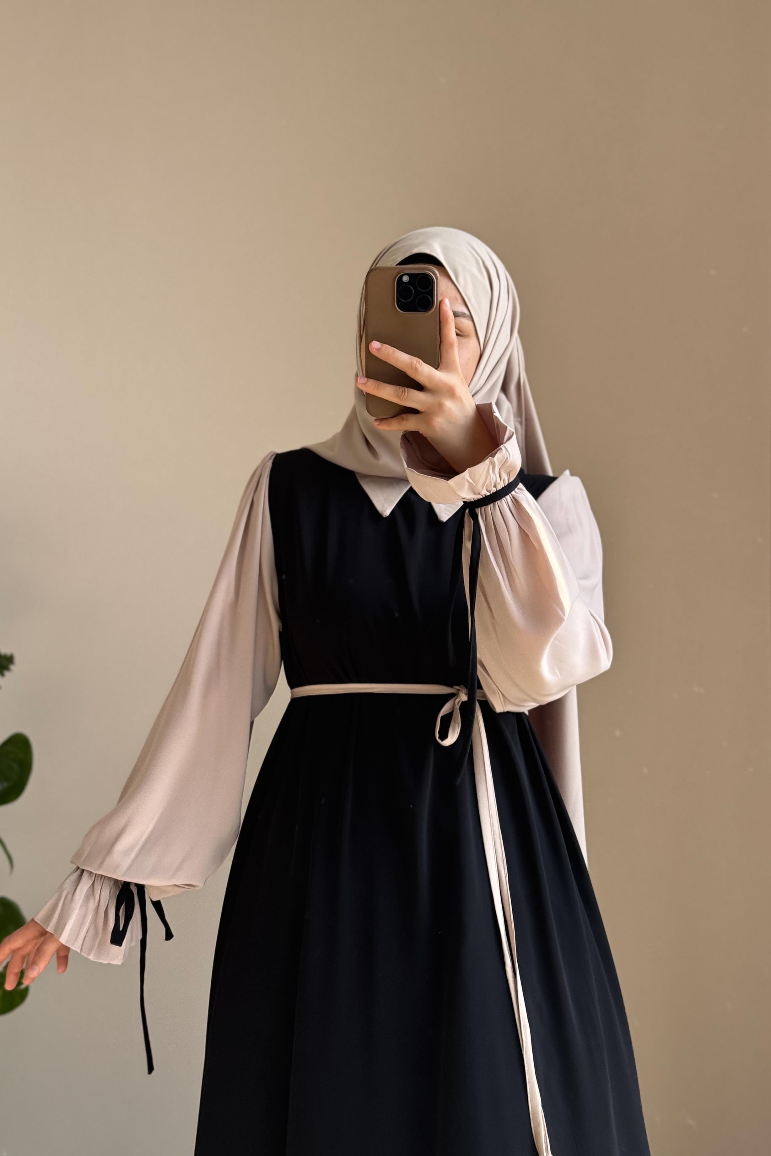Modest Collar Abaya with Stroller