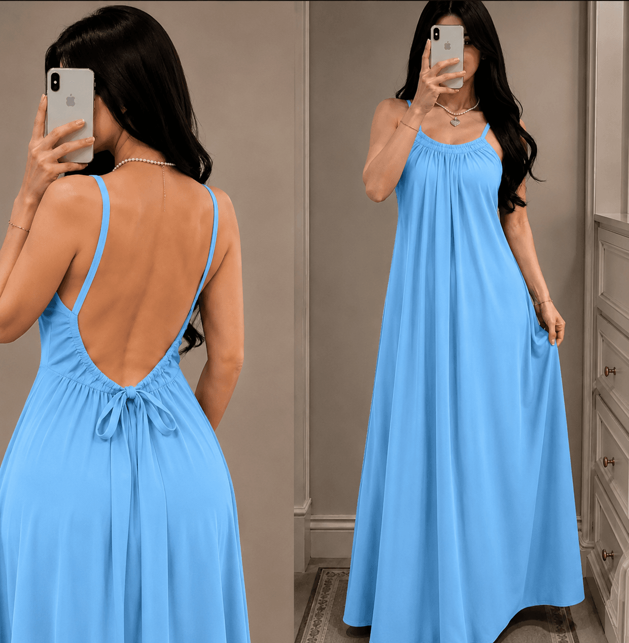 Graceful Backless Cami Maxi Dress