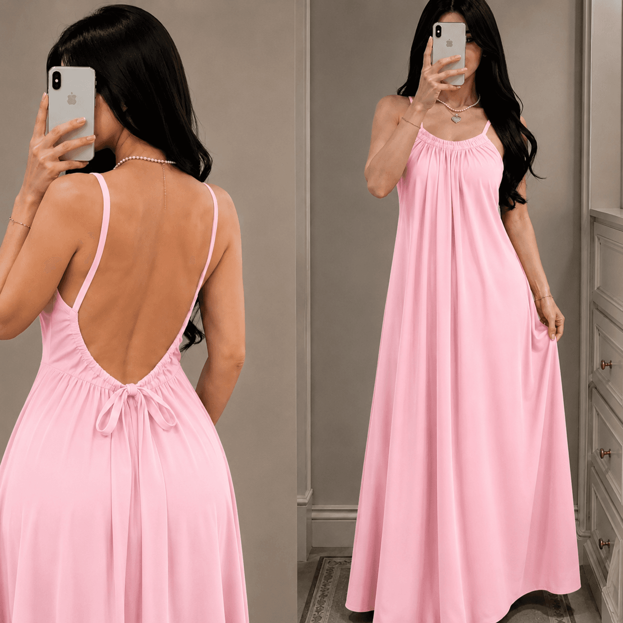 Graceful Backless Cami Maxi Dress