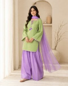 Viral Summer Contrast Kurti & Farshi 3-Piece Set